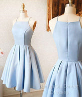 Custom Made A Line Light Blue Short Semi Formal Prom Dress, Short Blue Homecoming Dress, Formal Dress